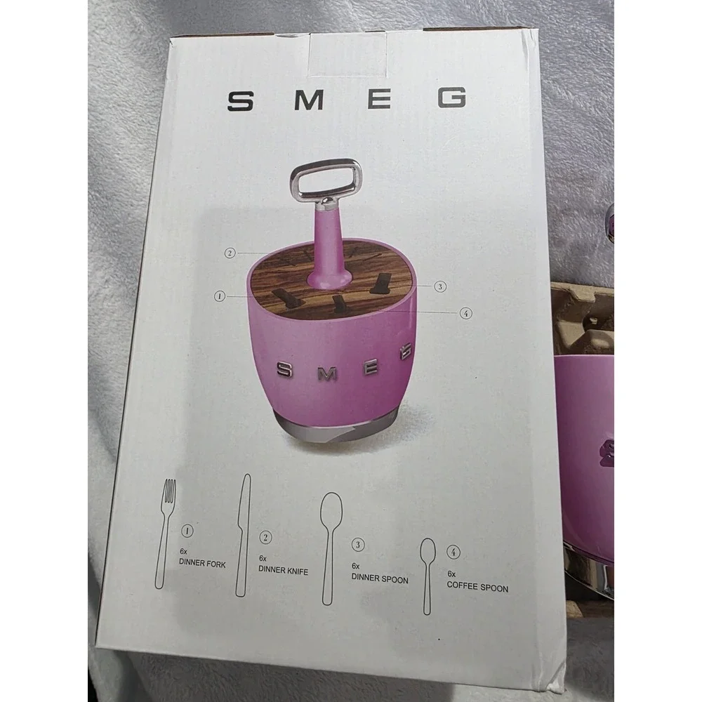 New SMEG Cutlery Caddy (Only Holder) Pastel Pink 50's Style Limited Edition Rare
